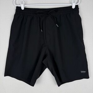 Volcom Mens L Black True To This Hybrid Shorts Elastic Waist Drawstring